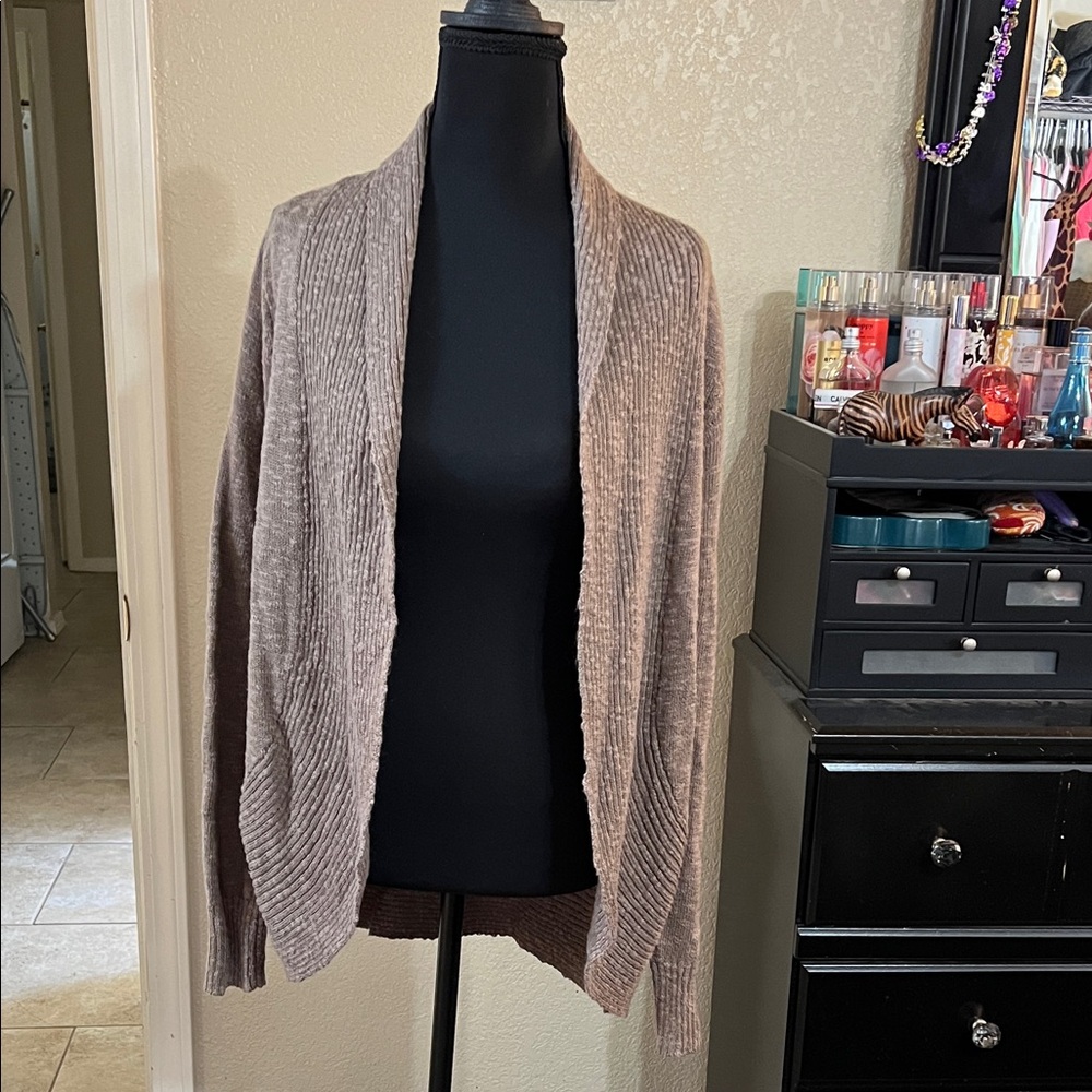 Women's Brown Open-Front Sweater
